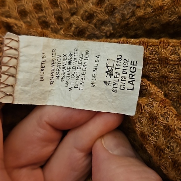 BUCKET LIST Camel Waffle Striped Long Sleeve Oversized Tunic - Picture 8 of 8